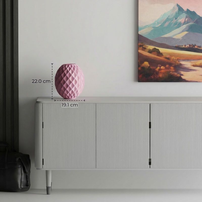 Casa si Gradina - Decoratiuni - Obiecte decorative - Vaze si boluri decorative - Vaza Decorativa cu Fatete Diamant, Roz, 22 cm - Infinity.ro