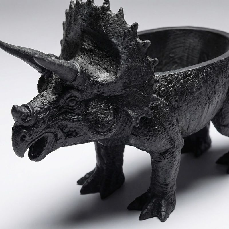 Casa si Gradina - Decoratiuni - Obiecte decorative - Vaze si boluri decorative - Bol Decorativ Triceratops Sculptural, Negru, 18 cm - Infinity.ro