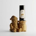 Casa si Gradina - Bucatarie si vesela - Accesorii bar - Suporturi bauturi - Suport Sticla Vin Festiv cu Mos, Auriu, 16 cm - Infinity.ro