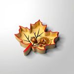 Casa si Gradina - Decoratiuni - Obiecte decorative - Vaze si boluri decorative - Bol Decorativ Frunza de Toamna, Bej cu Rosu, 19 cm - Infinity.ro