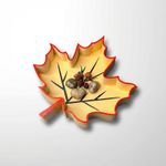 Casa si Gradina - Decoratiuni - Obiecte decorative - Vaze si boluri decorative - Bol Decorativ Frunza de Toamna, Bej cu Rosu, 19 cm - Infinity.ro