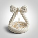 Fashion, accesorii si bijuterii - Femei - Bijuterii femei - Cutii bijuterii - Tava Organizatoare pentru Bijuterii cu Funda Decorativa, Alb, 13 cm - Infinity.ro