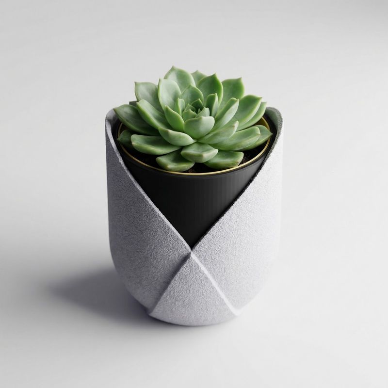 Casa si Gradina - Gradinarit si plante - Plante si ghivece - Ghivece si suporturi - Ghiveci Decorativ cu Insertie Modulara, Gri, 9 cm - Infinity.ro