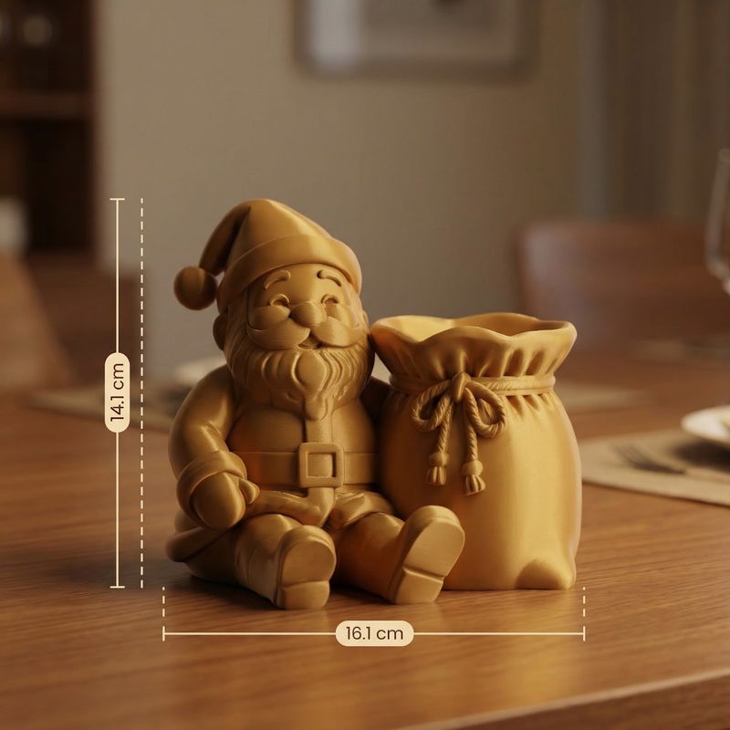 Casa si Gradina - Bucatarie si vesela - Accesorii bar - Suporturi bauturi - Suport Sticla Vin Festiv cu Mos, Auriu, 16 cm - Infinity.ro