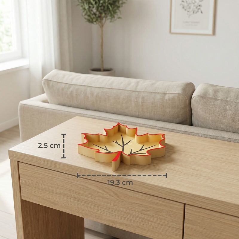 Casa si Gradina - Decoratiuni - Obiecte decorative - Vaze si boluri decorative - Bol Decorativ Frunza de Toamna, Bej cu Rosu, 19 cm - Infinity.ro
