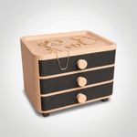 Fashion, accesorii si bijuterii - Femei - Bijuterii femei - Cutii bijuterii - Cutie Bijuterii Organizator cu Sertare, Bej cu Negru, 2 cm - Infinity.ro