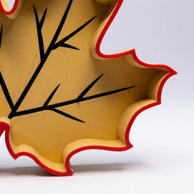 Casa si Gradina - Decoratiuni - Obiecte decorative - Vaze si boluri decorative - Bol Decorativ Frunza de Toamna, Bej cu Rosu, 19 cm - Infinity.ro