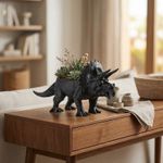 Casa si Gradina - Decoratiuni - Obiecte decorative - Vaze si boluri decorative - Bol Decorativ Triceratops Sculptural, Negru, 18 cm - Infinity.ro
