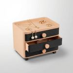 Fashion, accesorii si bijuterii - Femei - Bijuterii femei - Cutii bijuterii - Cutie Bijuterii Organizator cu Sertare, Bej cu Negru, 2 cm - Infinity.ro