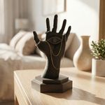 Fashion, accesorii si bijuterii - Femei - Bijuterii femei - Cutii bijuterii - Suport Bijuterii Sculptural cu Palma si Ochi, Negru, 15 cm - Infinity.ro