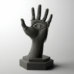 Fashion, accesorii si bijuterii - Femei - Bijuterii femei - Cutii bijuterii - Suport Bijuterii Sculptural cu Palma si Ochi, Negru, 15 cm - Infinity.ro