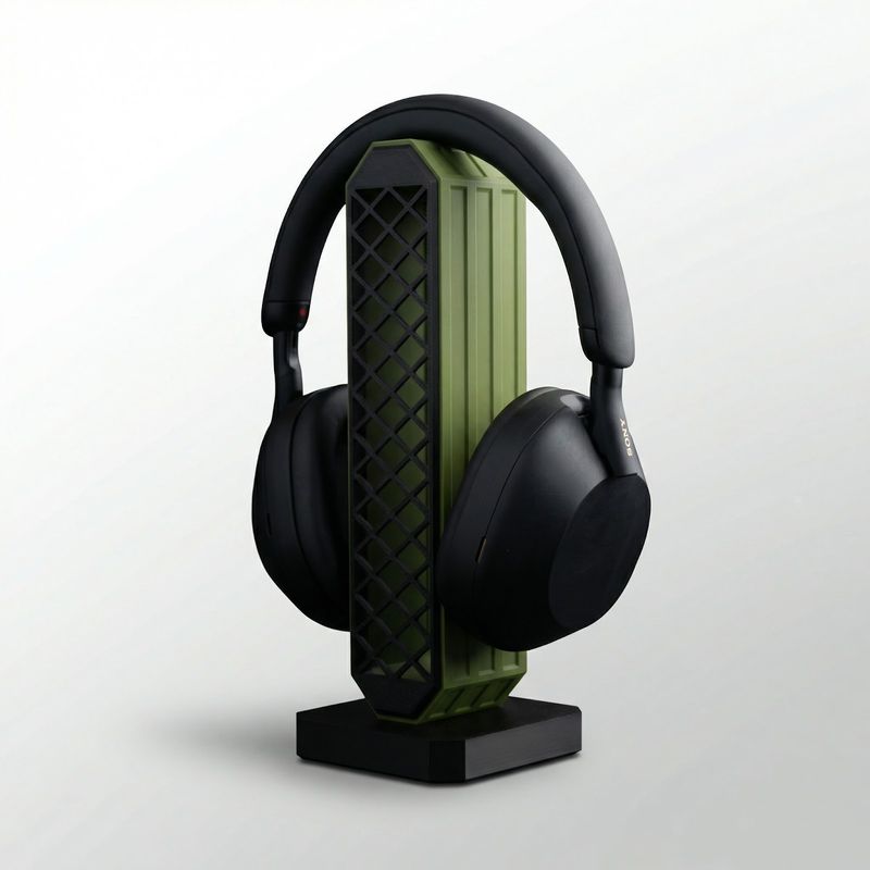 PC, gaming si accesorii - Periferice PC - Periferice Diverse - Suport Casti Minimalist cu Grilaj, Negru, 22 cm - Infinity.ro