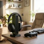 PC, gaming si accesorii - Periferice PC - Periferice Diverse - Suport Casti Minimalist cu Grilaj, Negru, 22 cm - Infinity.ro
