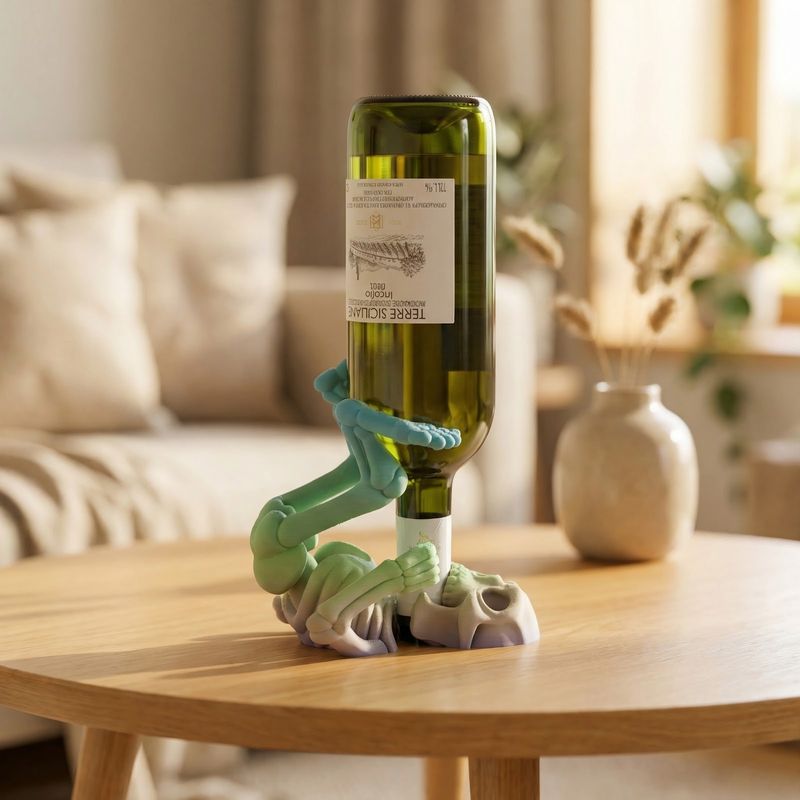 Casa si Gradina - Bucatarie si vesela - Accesorii bar - Suporturi bauturi - Suport Sticla de Vin Silueta Schelet, Multicolor, 16 cm - Infinity.ro