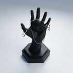Fashion, accesorii si bijuterii - Femei - Bijuterii femei - Cutii bijuterii - Suport Bijuterii Sculptural cu Palma si Ochi, Negru, 15 cm - Infinity.ro