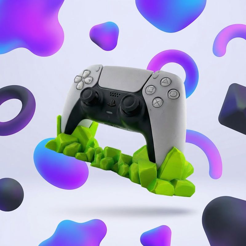 PC, gaming si accesorii - Gaming - Accesorii gaming - Accesorii console gaming - Suport Controller cu Design Cristalin, Verde Neon, 20 cm - Infinity.ro