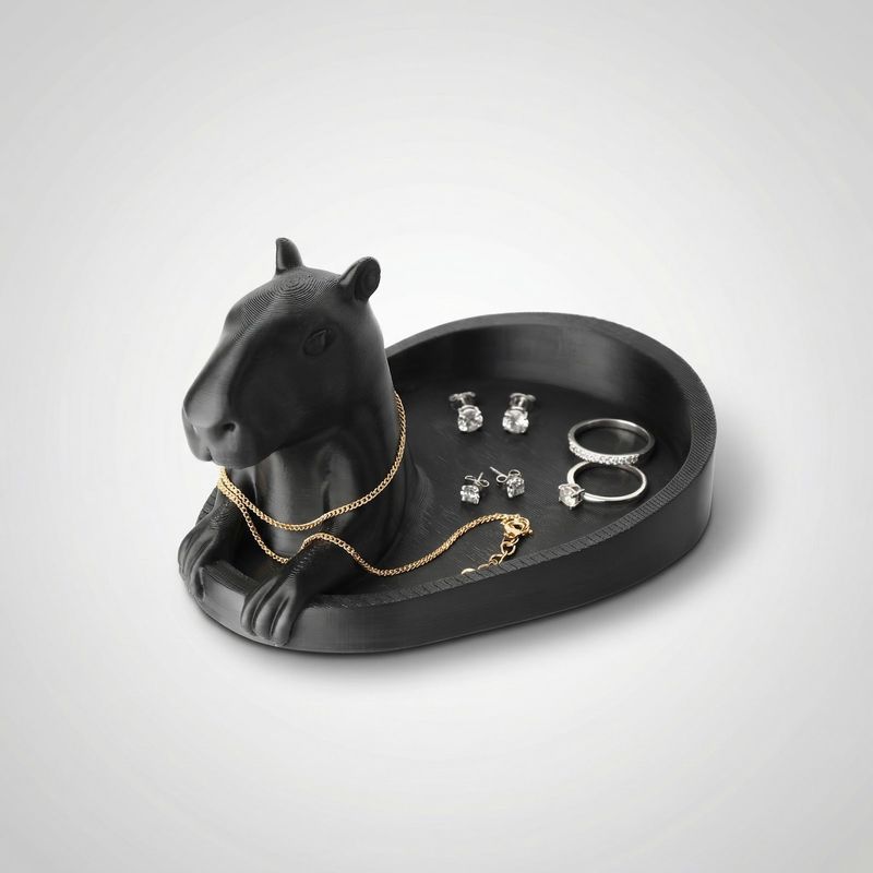 Fashion, accesorii si bijuterii - Femei - Bijuterii femei - Cutii bijuterii - Tavita pentru Bijuterii cu Figurina Animal, Negru, 20 cm - Infinity.ro