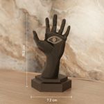 Fashion, accesorii si bijuterii - Femei - Bijuterii femei - Cutii bijuterii - Suport Bijuterii Sculptural cu Palma si Ochi, Negru, 15 cm - Infinity.ro