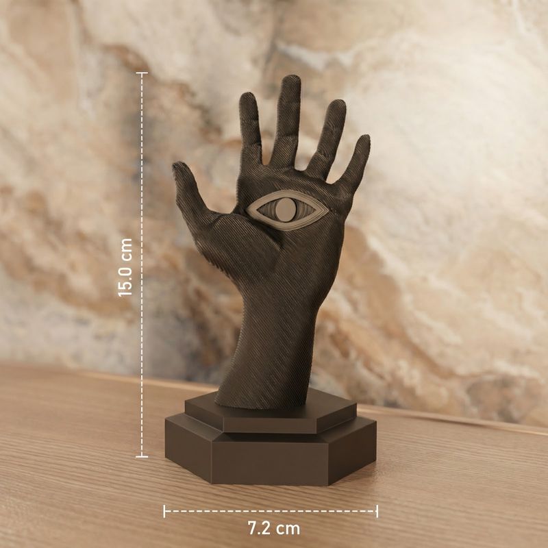 Fashion, accesorii si bijuterii - Femei - Bijuterii femei - Cutii bijuterii - Suport Bijuterii Sculptural cu Palma si Ochi, Negru, 15 cm - Infinity.ro