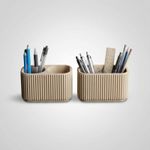 Carti si Birotica - Birotica - Accesorii de birou - Suporturi accesorii birou - Organizator birou cu 2 compartimente, bej, 13 cm - Infinity.ro