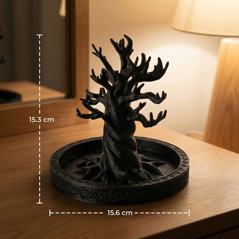 Fashion, accesorii si bijuterii - Femei - Bijuterii femei - Cutii bijuterii - Tava pentru Bijuterii cu Maini Sculpturale, Negru, 16 cm - Infinity.ro