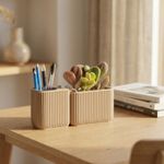 Carti si Birotica - Birotica - Accesorii de birou - Suporturi accesorii birou - Organizator birou cu 2 compartimente, bej, 13 cm - Infinity.ro