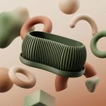 Casa si Gradina - Gradinarit si plante - Plante si ghivece - Ghivece si suporturi - Ghiveci Decorativ Minimalist cu Striatii, Verde inchis, 20 cm - Infinity.ro