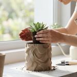 Casa si Gradina - Gradinarit si plante - Plante si ghivece - Ghivece si suporturi - Ghiveci Decorativ cu Textura Ondulata, Bej, 12 cm - Infinity.ro