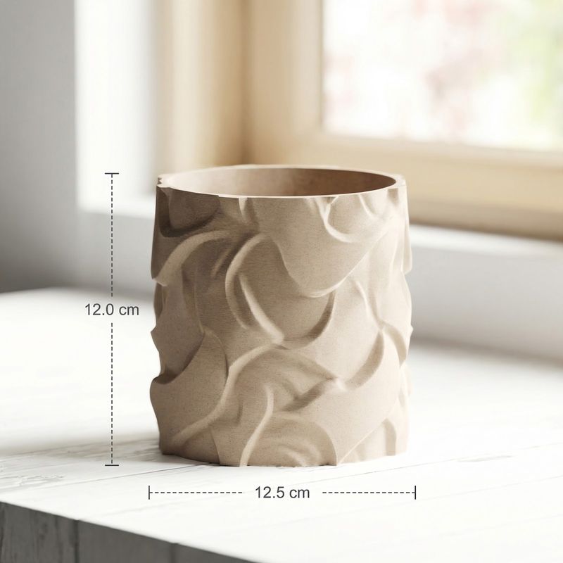 Casa si Gradina - Gradinarit si plante - Plante si ghivece - Ghivece si suporturi - Ghiveci Decorativ cu Textura Ondulata, Bej, 12 cm - Infinity.ro