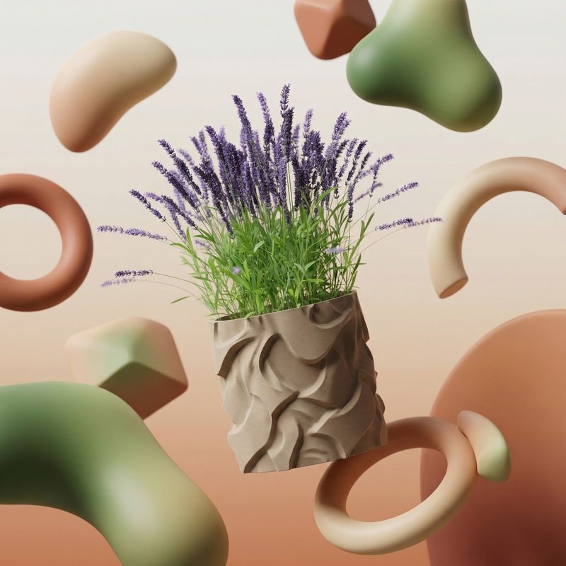 Casa si Gradina - Gradinarit si plante - Plante si ghivece - Ghivece si suporturi - Ghiveci Decorativ cu Textura Ondulata, Bej, 12 cm - Infinity.ro