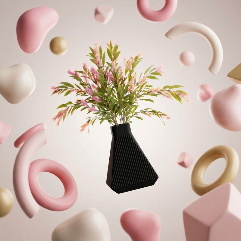 Casa si Gradina - Decoratiuni - Obiecte decorative - Vaze si boluri decorative - Vaza Decorativa cu Nervuri Verticale, Negru, 24 cm - Infinity.ro