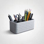 Carti si Birotica - Birotica - Accesorii de birou - Suporturi accesorii birou - Organizator Birou cu Compartimente Modulare, Alb Marmorat, 10 cm - Infinity.ro