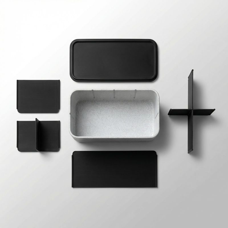 Carti si Birotica - Birotica - Accesorii de birou - Suporturi accesorii birou - Organizator Birou cu Compartimente Modulare, Alb Marmorat, 10 cm - Infinity.ro