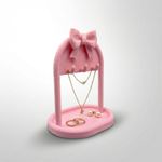 Fashion, accesorii si bijuterii - Femei - Bijuterii femei - Cutii bijuterii - Suport Organizator Bijuterii cu Funda Eleganta, Roz, 17 cm - Infinity.ro