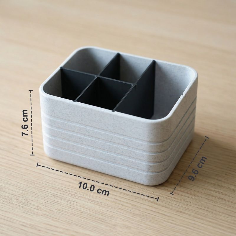 Carti si Birotica - Birotica - Accesorii de birou - Suporturi accesorii birou - Organizator Birou cu Compartimente Modulare, Alb Marmorat, 10 cm - Infinity.ro