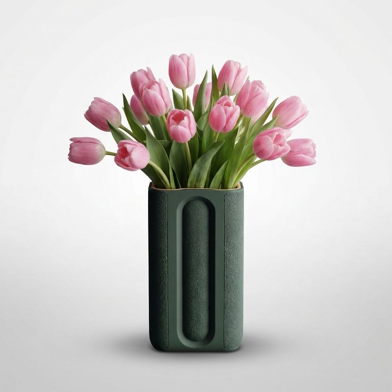 Casa si Gradina - Decoratiuni - Obiecte decorative - Vaze si boluri decorative - Vaza Decorativa cu Forma Arhitecturala, Verde inchis, 19 cm - Infinity.ro