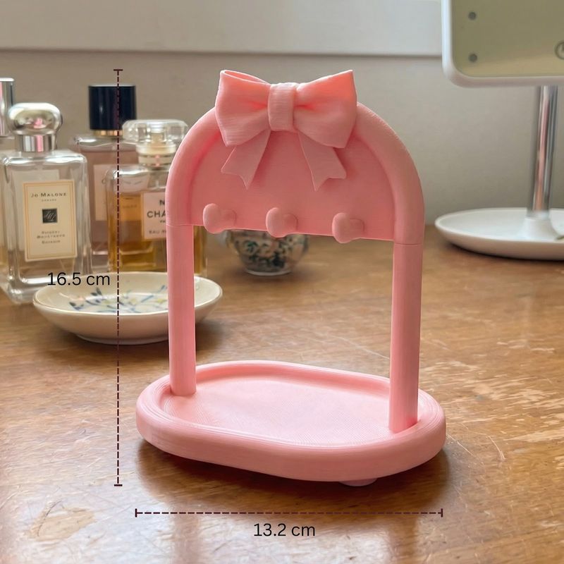 Fashion, accesorii si bijuterii - Femei - Bijuterii femei - Cutii bijuterii - Suport Organizator Bijuterii cu Funda Eleganta, Roz, 17 cm - Infinity.ro