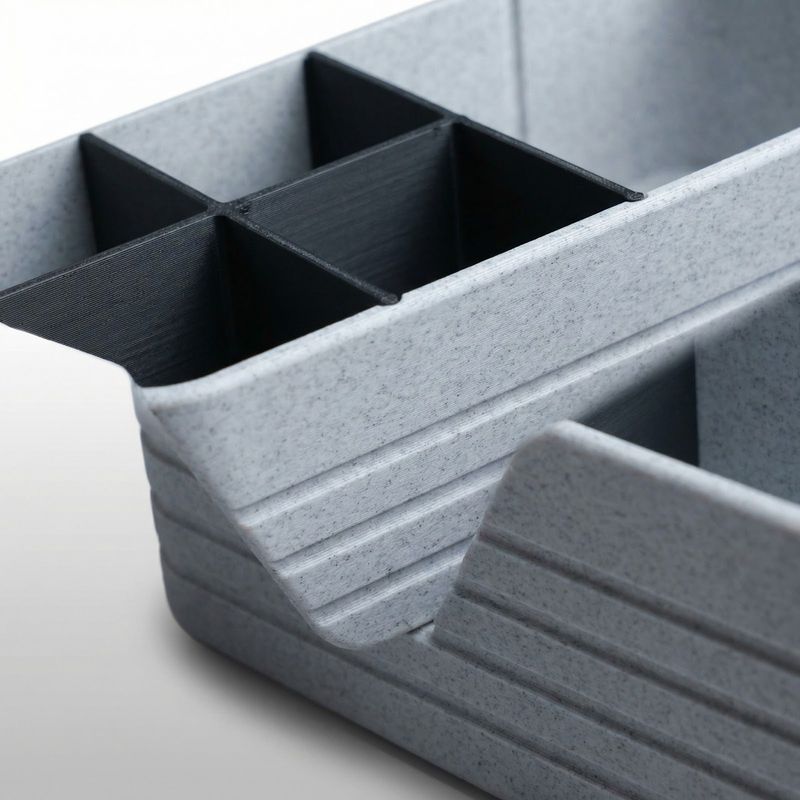 Carti si Birotica - Birotica - Accesorii de birou - Suporturi accesorii birou - Organizator Birou cu Compartimente Modulare, Alb Marmorat, 10 cm - Infinity.ro