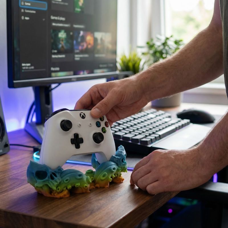 PC, gaming si accesorii - Gaming - Accesorii gaming - Accesorii console gaming - Suport Controller cu Design Craniu si Tentacule, Multicolor, 20 cm - Infinity.ro