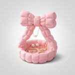 Fashion, accesorii si bijuterii - Femei - Bijuterii femei - Cutii bijuterii - Tavita Organizator Bijuterii cu Funda Matlasata, Roz, 13 cm - Infinity.ro