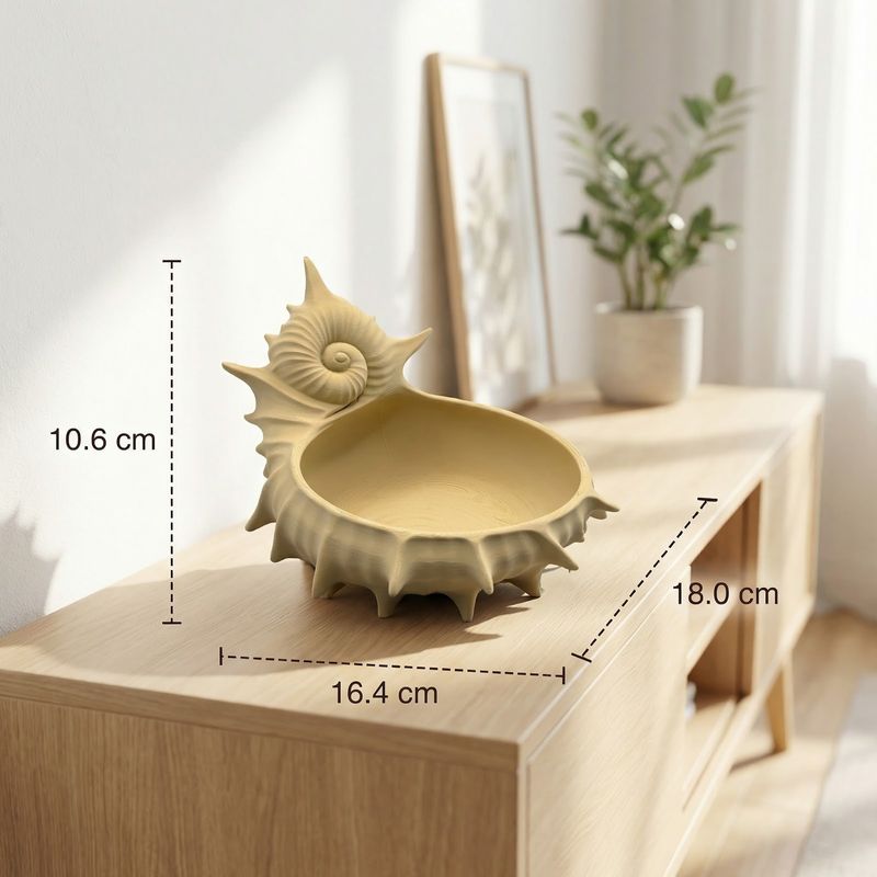 Casa si Gradina - Decoratiuni - Obiecte decorative - Vaze si boluri decorative - Bol Decorativ Scoica Spiralata, Bej nisipiu, 18 cm - Infinity.ro