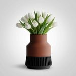 Casa si Gradina - Decoratiuni - Obiecte decorative - Vaze si boluri decorative - Vaza Decorativa Modulara, Maro cu Negru, 14 cm - Infinity.ro