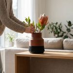 Casa si Gradina - Decoratiuni - Obiecte decorative - Vaze si boluri decorative - Vaza Decorativa Modulara, Maro cu Negru, 14 cm - Infinity.ro