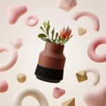 Casa si Gradina - Decoratiuni - Obiecte decorative - Vaze si boluri decorative - Vaza Decorativa Modulara, Maro cu Negru, 14 cm - Infinity.ro