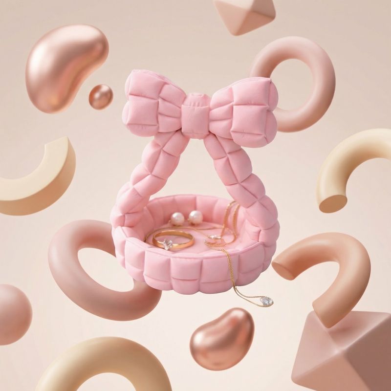 Fashion, accesorii si bijuterii - Femei - Bijuterii femei - Cutii bijuterii - Tavita Organizator Bijuterii cu Funda Matlasata, Roz, 13 cm - Infinity.ro