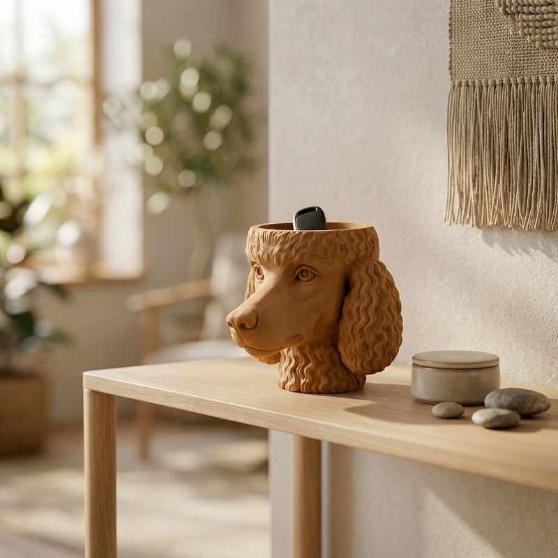 Casa si Gradina - Decoratiuni - Obiecte decorative - Vaze si boluri decorative - Bol Decorativ Tip Tava Cap de Caniche, Bej, 15 cm - Infinity.ro
