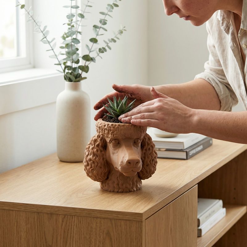 Casa si Gradina - Decoratiuni - Obiecte decorative - Vaze si boluri decorative - Bol Decorativ Tip Tava Cap de Caniche, Bej, 15 cm - Infinity.ro