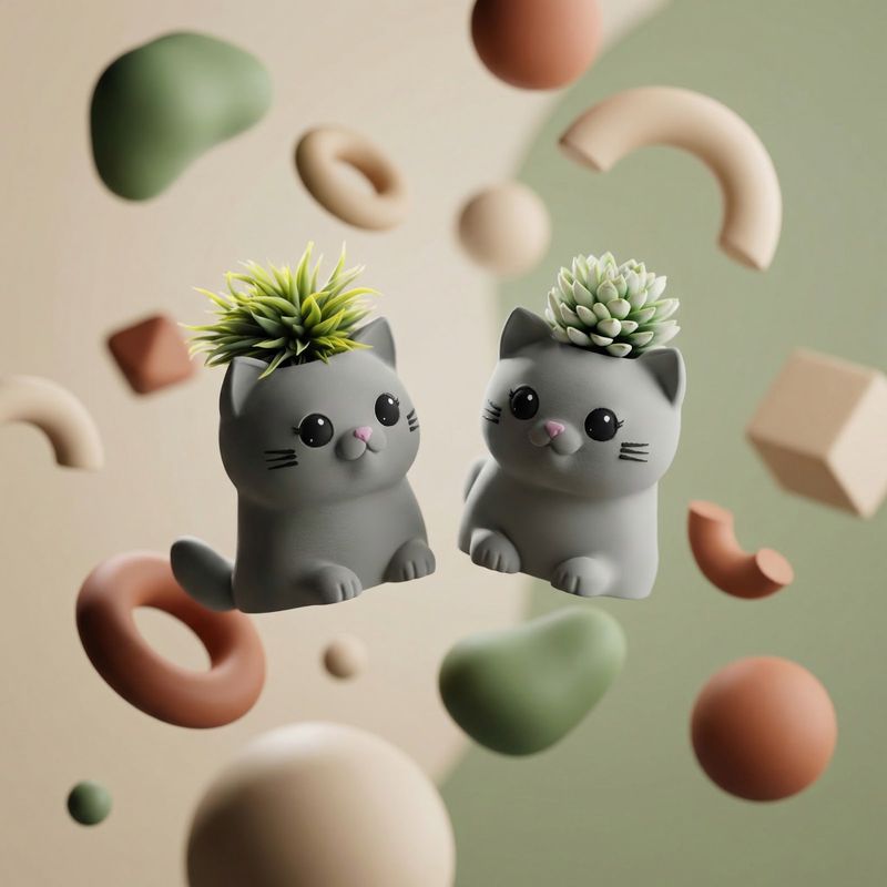 Casa si Gradina - Gradinarit si plante - Plante si ghivece - Ghivece si suporturi - Ghiveci Mini cu Pisicuta Jucausa, Gri, 7 cm - Infinity.ro