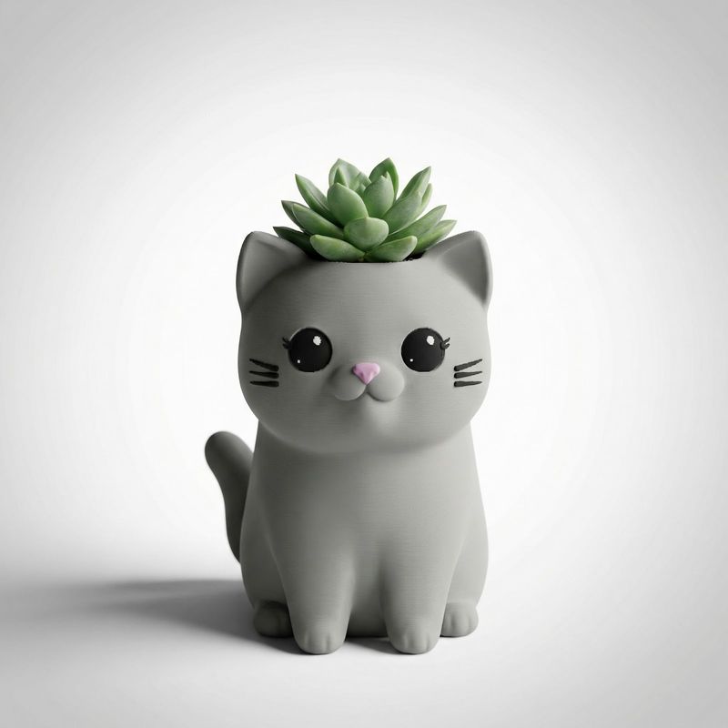 Casa si Gradina - Gradinarit si plante - Plante si ghivece - Ghivece si suporturi - Ghiveci Mini cu Pisicuta Jucausa, Gri, 7 cm - Infinity.ro