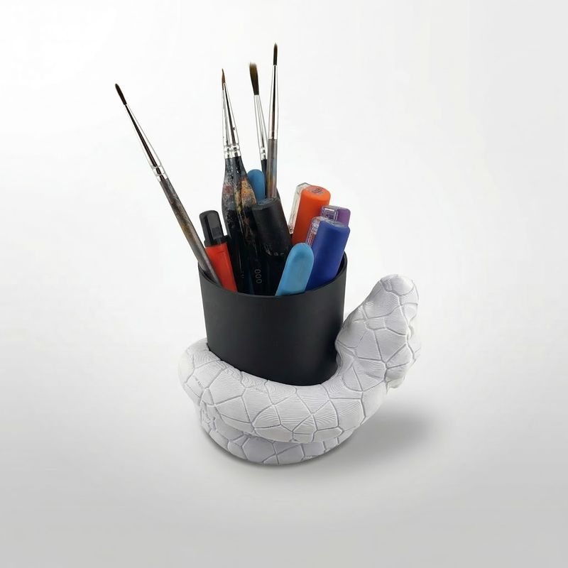 Carti si Birotica - Birotica - Accesorii de birou - Suporturi accesorii birou - Suport Pixuri Sculptural, Alb, 13 cm - Infinity.ro